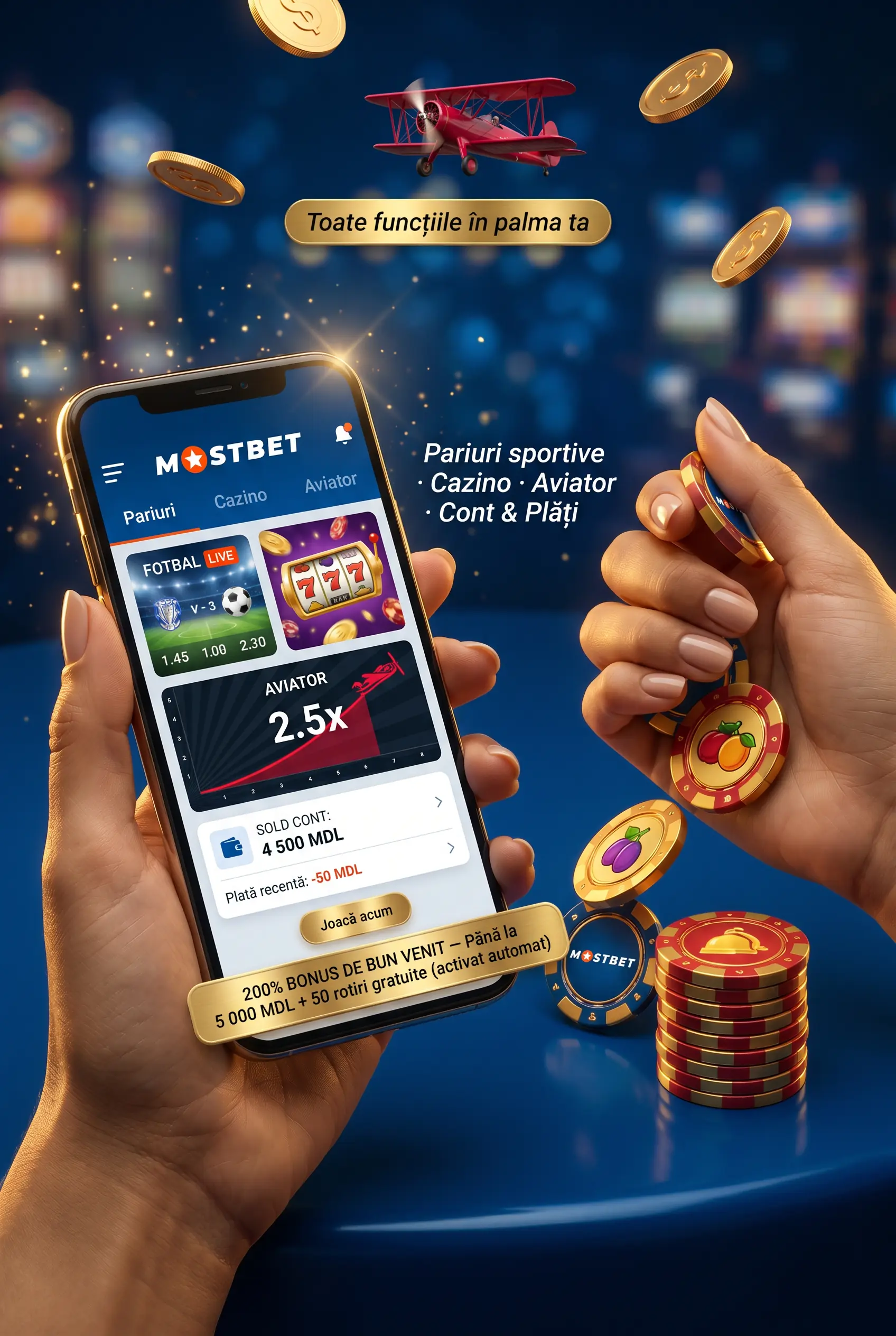 Funcțiile aplicației Mostbet pe mobil
