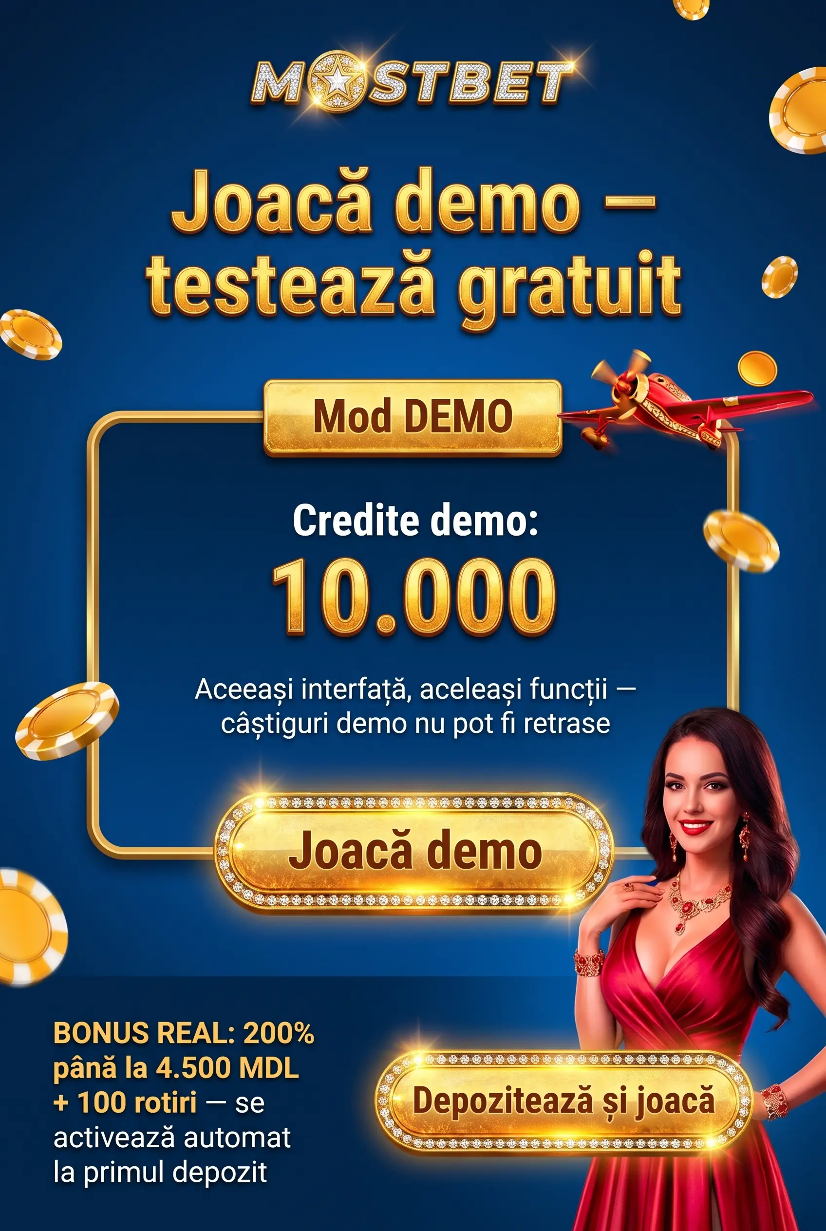 Modul demo: joci pe credite virtuale