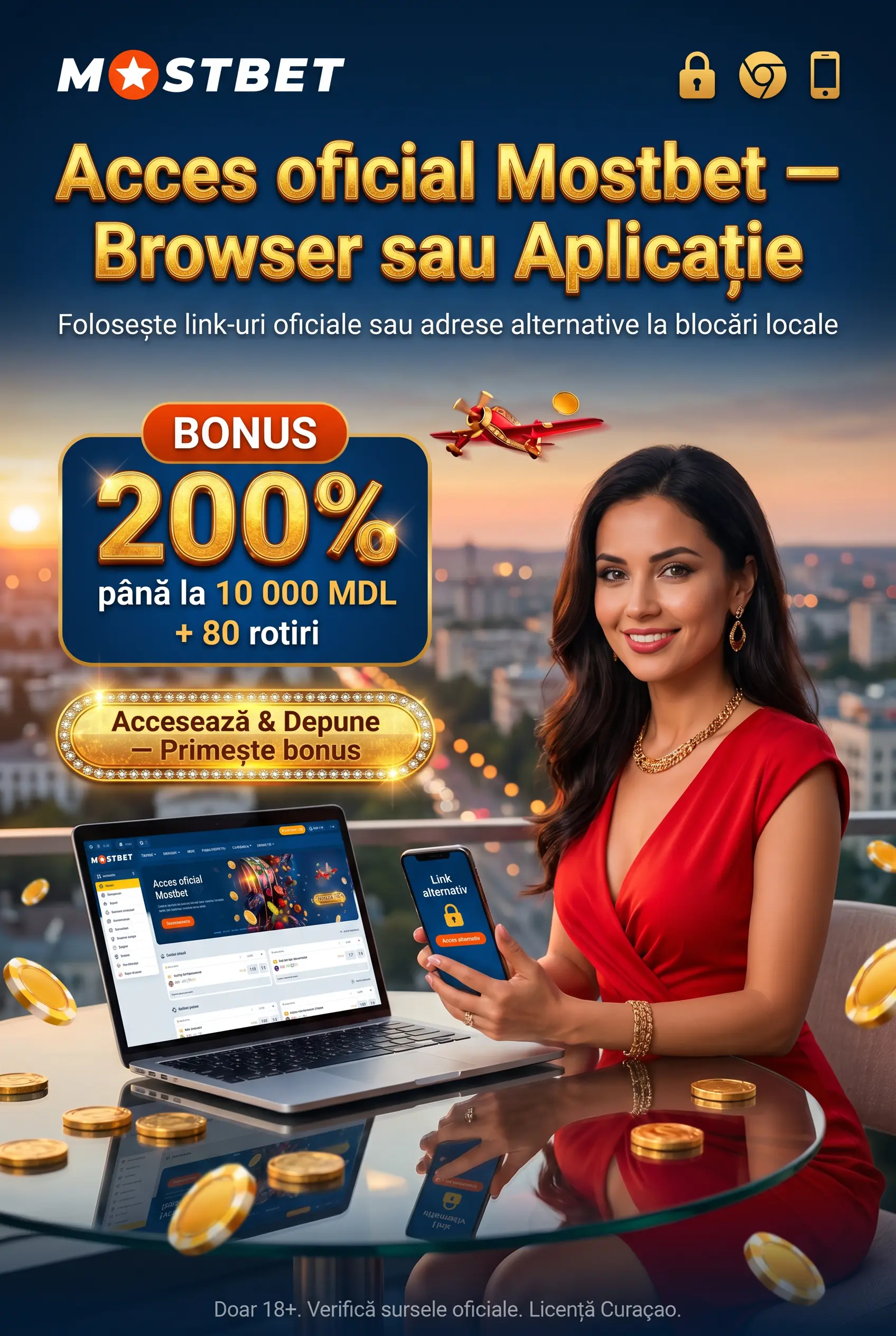 Accesul pe platforma oficială Mostbet