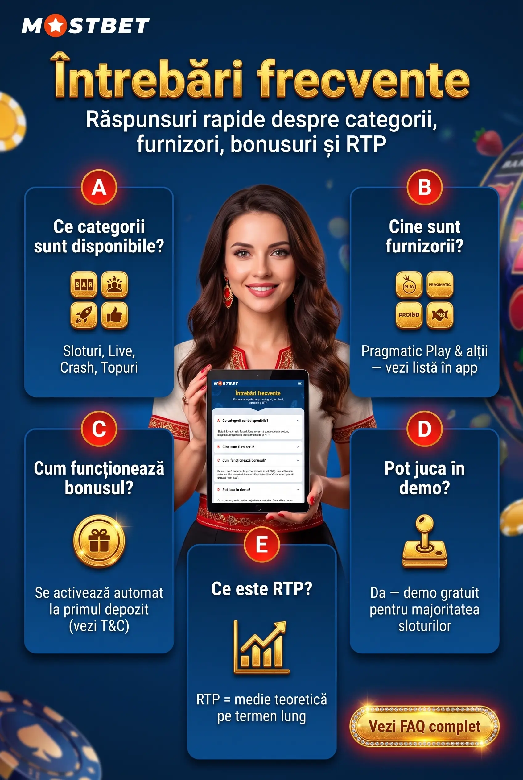 Întrebări despre cazinoul Mostbet