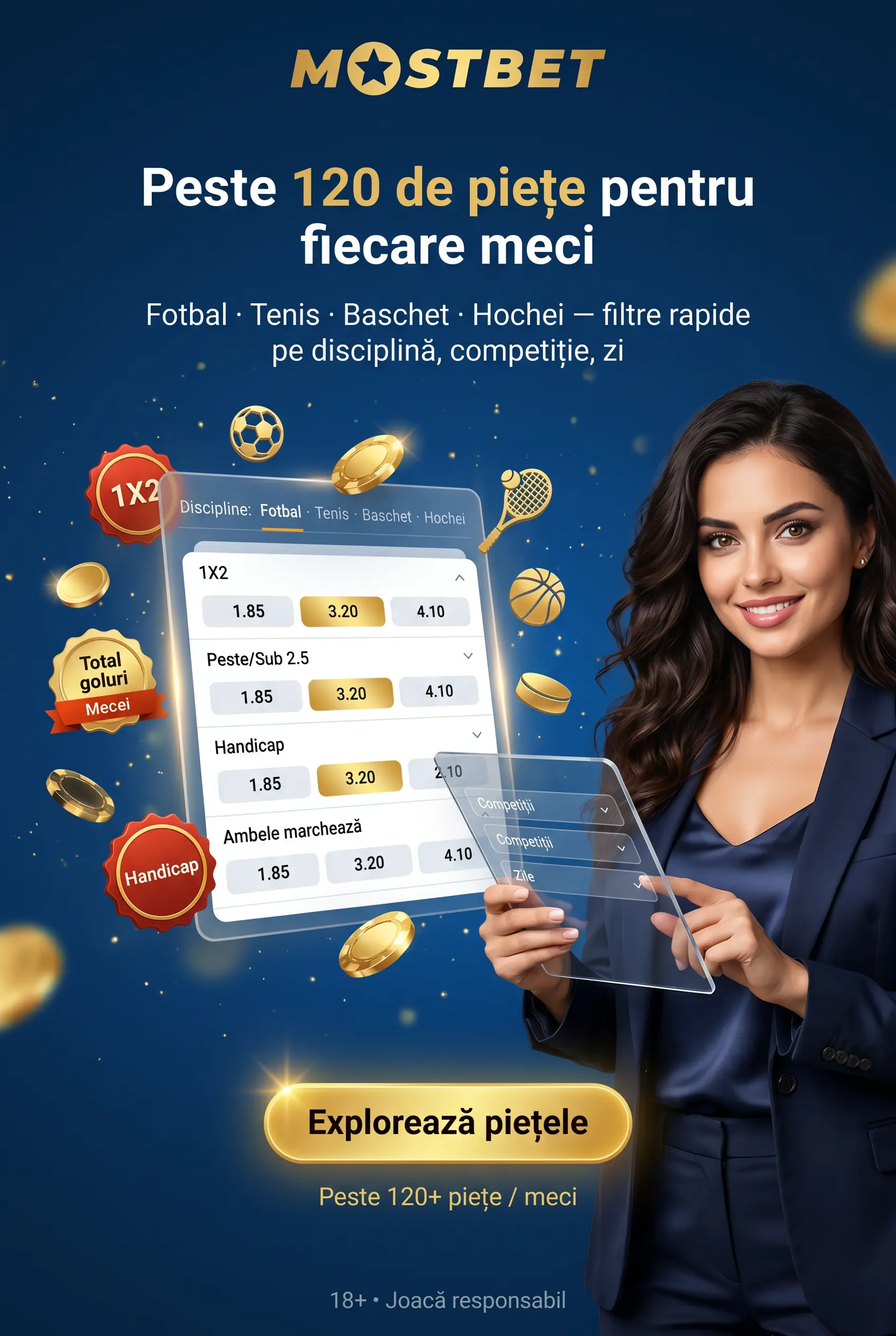 Sporturi și piețe de pariuri la Mostbet