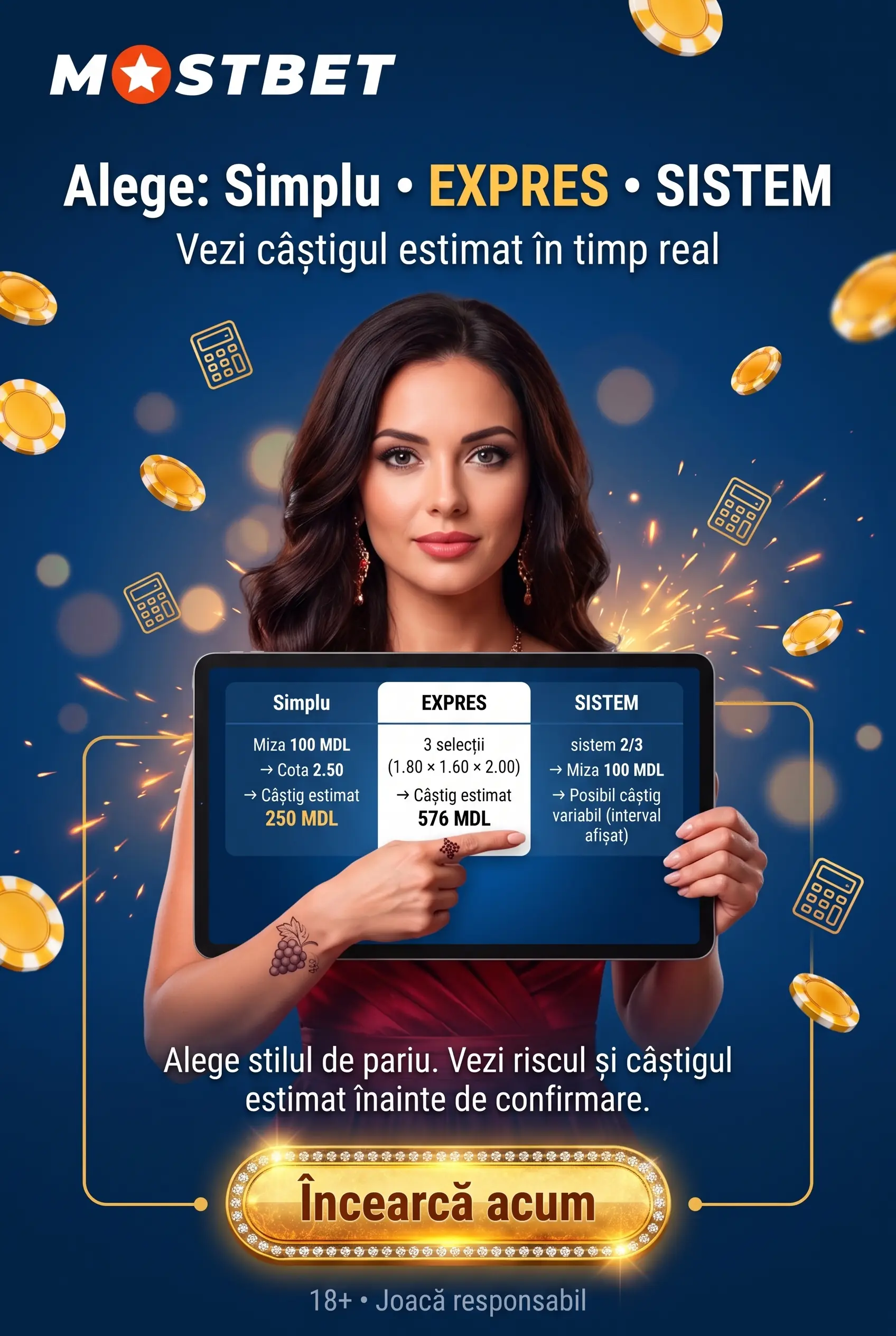Tipuri de pariuri și cote la Mostbet