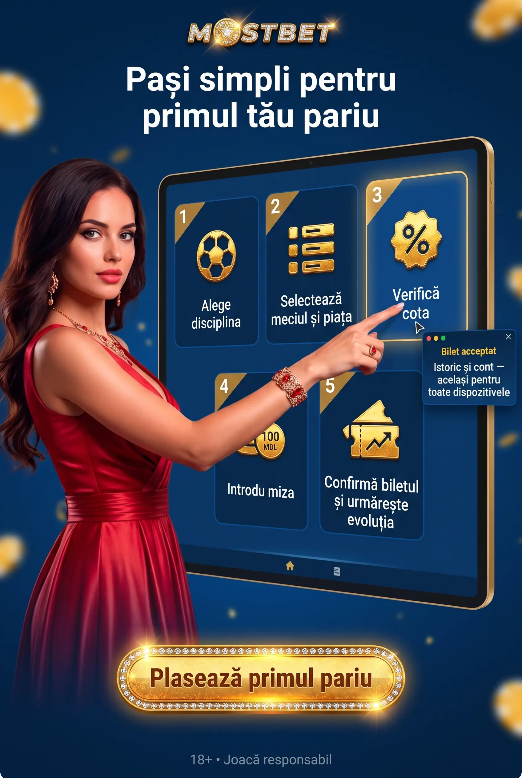 Pașii pentru plasarea unui pariu la Mostbet