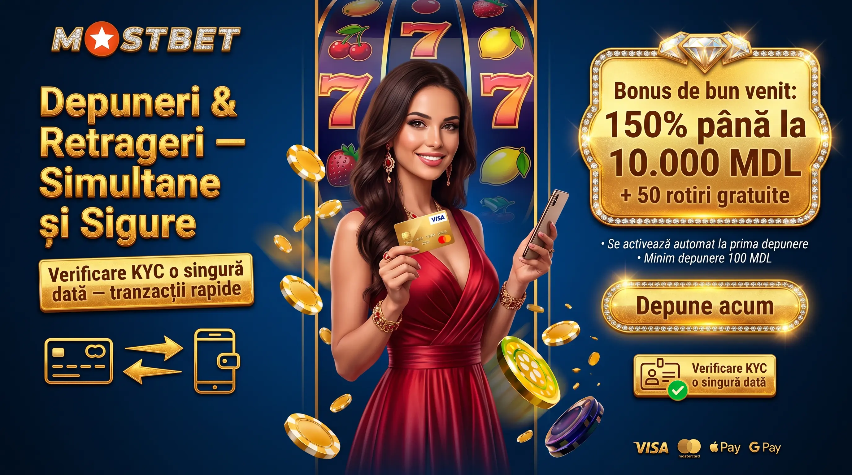 Depuneri și retrageri Mostbet în Moldova prin carduri și portofele mobile