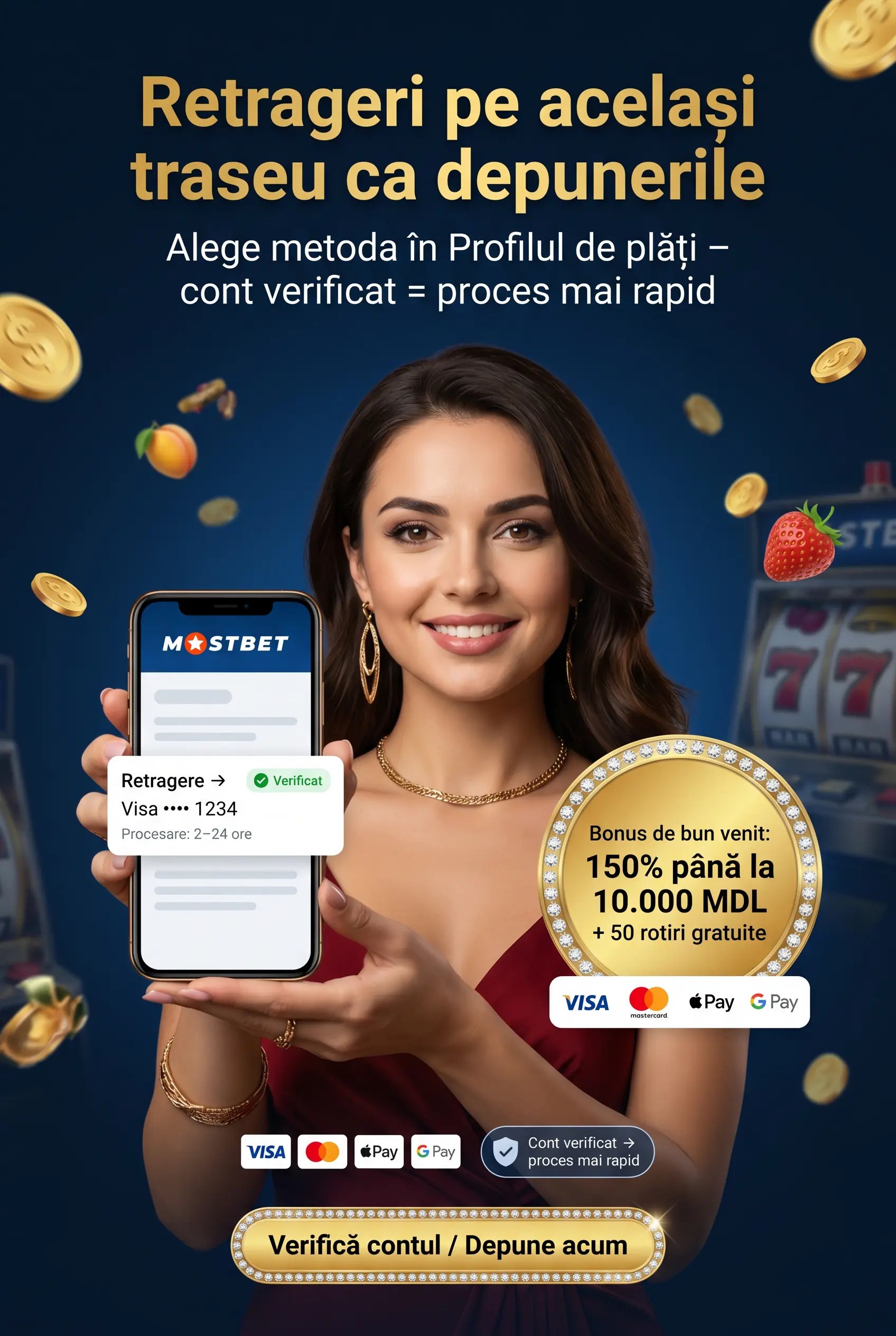 Retragere bani de la Mostbet prin card sau portofel mobil