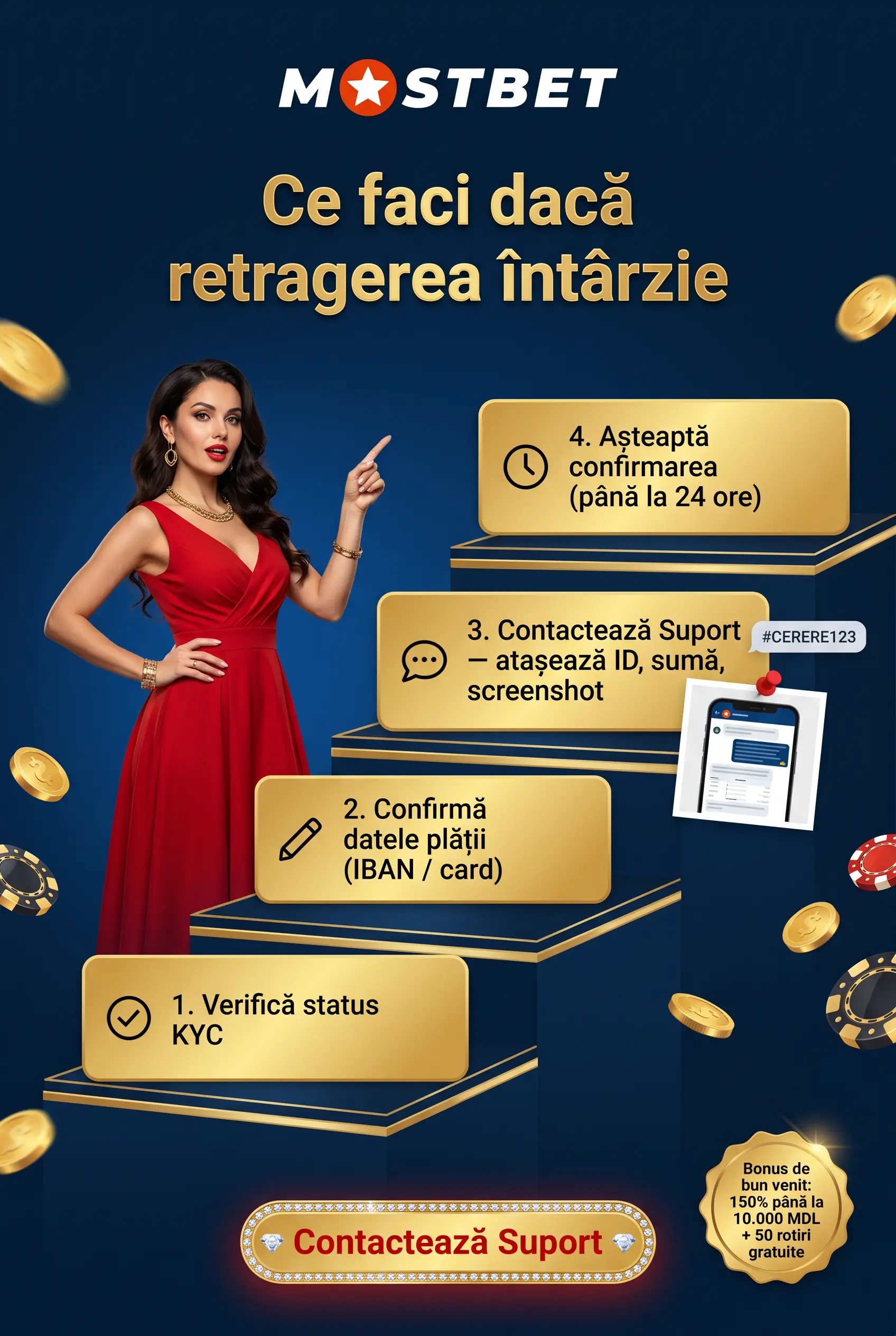 Retragere întârziată la Mostbet și pașii de verificare