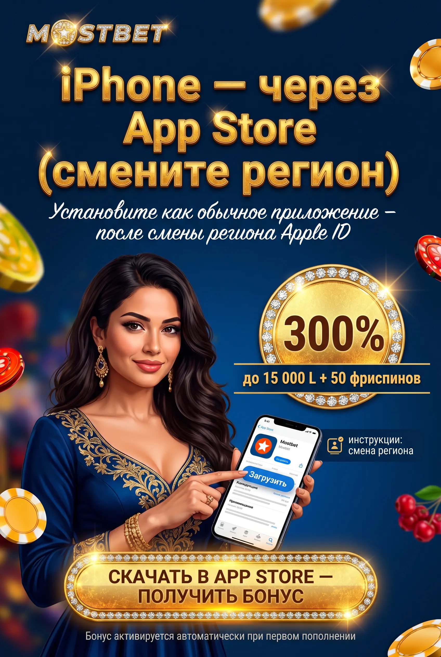 Установка Mostbet на iPhone через App Store