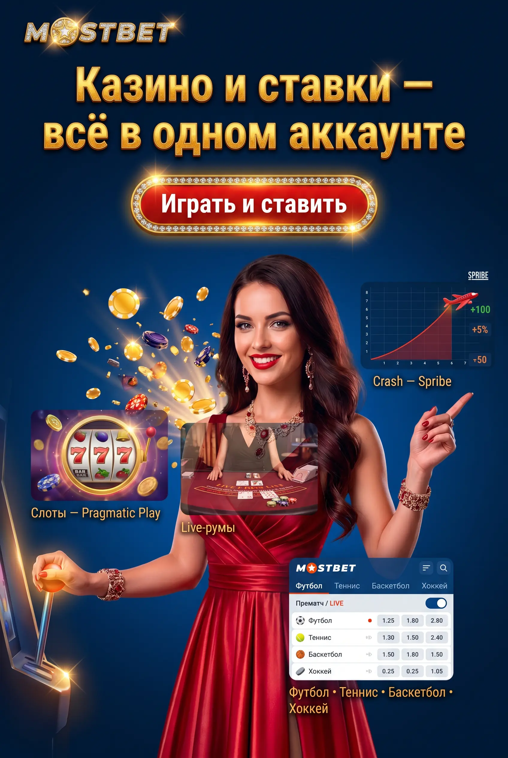 Казино, Aviator и спортивные ставки Mostbet